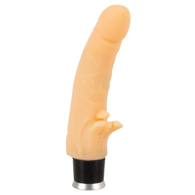Afbeelding van Nature Skin ‘Flame Vibe’ Tarzan Vibrator Gemaakt van Zijdezacht Materiaal met Eikel en Aders 22 cm beigeig