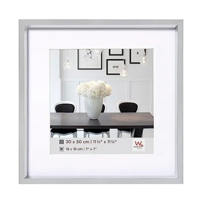 Afbeelding van walther design fotolijst zilver 40 x cm met passe partout, Steel Style kunststof lijst ES440S