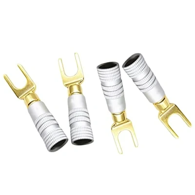 Afbeelding van WANGCL 4 Pack Y Spade Plug, Speaker Connector, Vork Plug 45 Graden voor Luidsprekerdraad, Audio Jack Connector Puur Koper Luidsprekerdraad