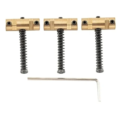 Afbeelding van Musiclily Ultra 10,8mm Messing Telecaster Gecompenseerde Brugzadels voor Tele stijl Elektrische Gitaar, Originele Kleur met Zwart Schroeven (Set van 3)