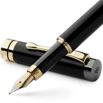 Afbeelding van Wordsworth en Black&#039;s Kalligrafie Pen Houten Bamboe Vulpen Hervulbare inkt Converter gladde inktstroom voor precisie schrijven, Journaling, Tekening (Zwart Hout, Case [Medium Nib])
