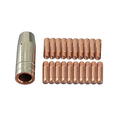 Afbeelding van RIVERWELD 15AK MB15 MAG MIG CO2 Lastoorts Contact Tip 140.0008 M6 x0.6mm Gasmondstuk 145.0075 21 stks