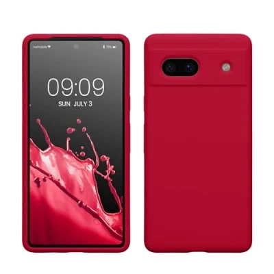 Afbeelding van kwmobile telefoonhoesje geschikt voor Google Pixel 7a Hoesje met siliconen coating Smartphone case in kersrood