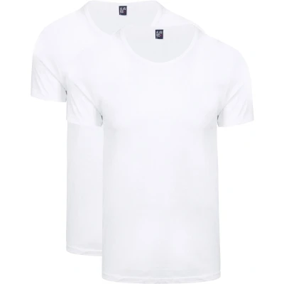 Afbeelding van Alan Red James Brede O Hals Wit (2Pack) maat M Heren Basic T Shirt met Slim fit Pasvorm Katoen