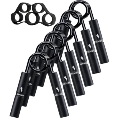 Afbeelding van KRATØX 6 Delige Metal Handtrainer Set met Vingertrainer Grip trainer Handknijper Knijphalter Armtrainer Hand knijper Handgripper Heavy gripper Onderarm Buigveer 23 tot 136 KG