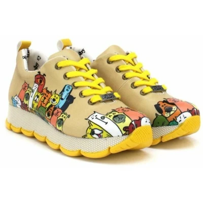 Afbeelding van GOBY Colorful Cats Sneakers Handmade &amp; Vegan Speels Comfortabel Maat 40