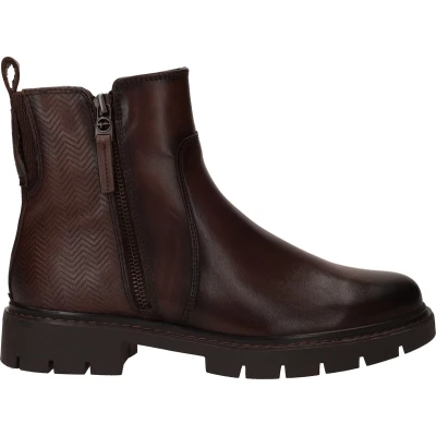 Afbeelding van Tamaris Enkellaarsjes met plateauzool, Dames, Maat: 42, Chestnut Leer/ synthetisch