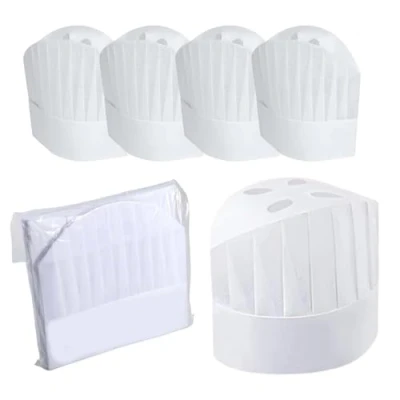 Afbeelding van ZHYUAN 20 stuks wegwerpkookmutsen, verstelbare kookmutsen, kookmuts, vliesstof, koepelbanketset, voor keuken, huishoudelijk werk, restaurant, catering, kookfeest, wit,