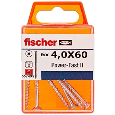 Afbeelding van fischer FPF II schroeven, doos met houtschroeven, gedeeltelijke schroefdraad 4,0 x 60, verzinkt; blister 6 stuks