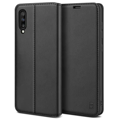 Afbeelding van BEZ Samsung A70 Hoesje Bookcase, Book Case PU Leer Wallet Met Pasjeshouder voor Galaxy A70, Telefoonhoes Leren Portemonnee Flip Cover, Standaard, Magnetische Sluiting, Zwart