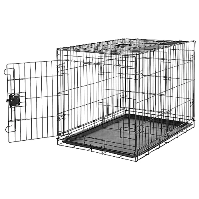 Afbeelding van Amazon Basics Duurzame, opvouwbare hondenkooi van metaaldraad met plateau en enkele deur, opvouwbaar, 91 x 58 64 cm (L B H)