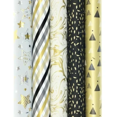 Afbeelding van TOUCH OF GOLD 2 cadeaupapier kerstpapier inpakpapier 200 x 70 cm 6 rollen