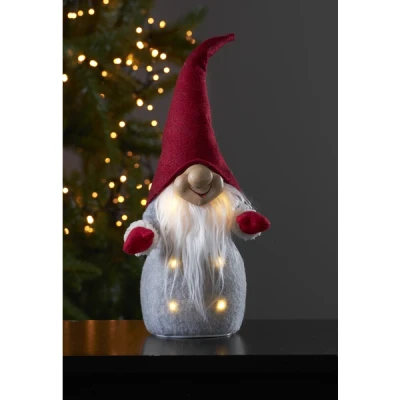 Afbeelding van Kerstkabouter rood met 6 LED lampjes 40 cm