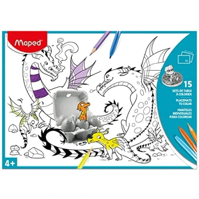 Afbeelding van Maped Kleurplaten placemat vellen (Pack van 15 A3 formaat), assortiment, 831210