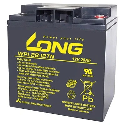 Afbeelding van Kung Long WPL28 12TN F6 Longlife lood vlies accu, 12V, 28Ah, M5 binnendraad