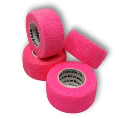 Afbeelding van LisaCare Zelfklevende pleister elastische, waterbestendige, stof , vet en vuilafstotende neonroze 4 rollen à 2,5 cm x 4,5 m