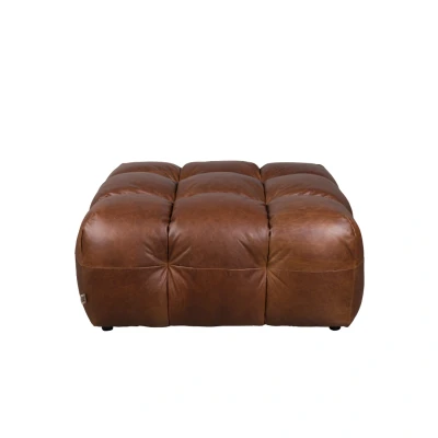 Afbeelding van Dutchbone Hackman Hocker Leather Chocolate