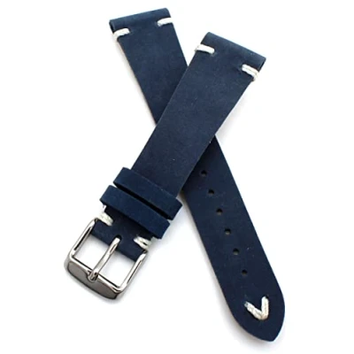 Afbeelding van Sulla Horlogebandje 18 mm 19 22 vintage retro look echt leer BS, blauw, 20 mm, retro,