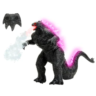 Afbeelding van Jada Toys Godzilla Heat Ray Breath RC figuur (63 cm) met waterdamp warmtestraal op afstand bestuurde actiefiguur uit x Kong: The New Empire voor kinderen vanaf 6 jaar, speelgoed geluid