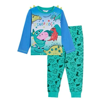 Afbeelding van Peppa Pig Jongens George Pyjama Kinderen 3D Dino Spikes Luxe Volledige Lengte Pjs Set, Groen, 4 5 jaar