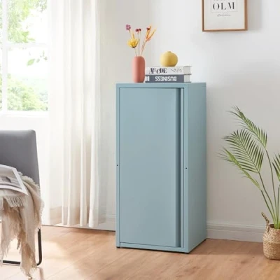 Afbeelding van [en.casa] Metalen kast Burlöv archiefkast met 1 deur kantoorkast 2 in hoogte verstelbare planken 88x40x35 cm lockerkast grijsblauw