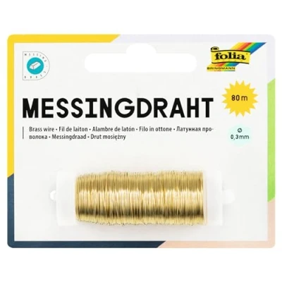 Afbeelding van folia 79465 messingdraad, goud, 1 spoel 0,3 mm x 80 m ideaal voor knutselwerk, stukken en sieraden