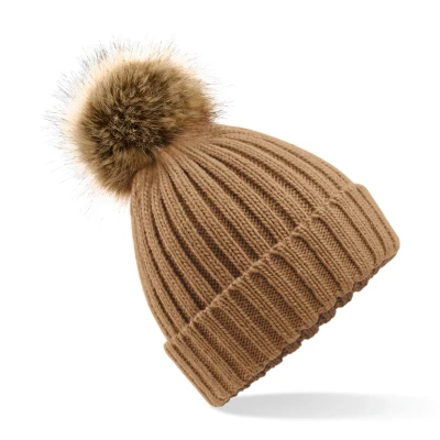Afbeelding van Beechfield pom beanie B412 Biscuit