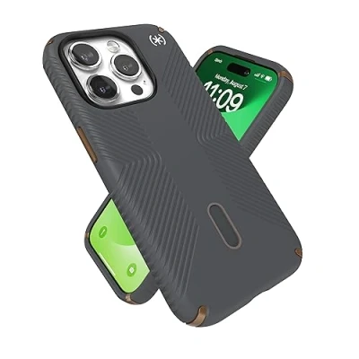 Afbeelding van Speck iPhone 15 Pro hoesje ClickLock antislip interlock, MagSafe compatibel, valbeschermende Grip krasbestendig, zacht aanvoelend, 6,1 inch telefoonhoesje Presidio2 Houtskoolgrijs/Cool