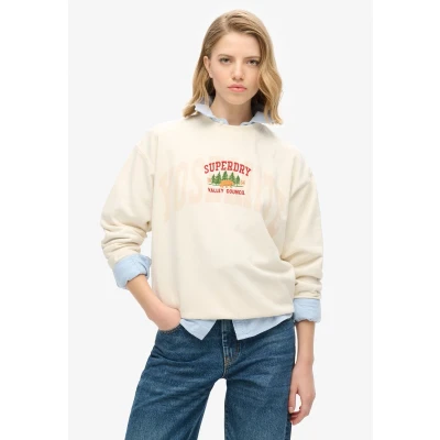 Afbeelding van Superdry Vrouwen Travel Souvenir Sweatshirt met Ronde Hals en Losse Pasvorm Crème Grootte: 34