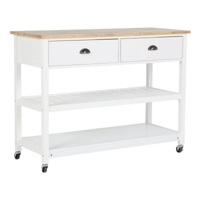 Afbeelding van Beliani Keukentrolley NAVARINO Wit mdf, rubberhout