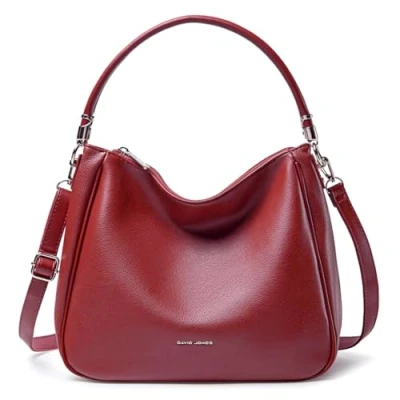 Afbeelding van David Jones Hobo dameshandtas schoudertas met schouderriem van kunstleer middelgrote draagtas lange handgreep klassieke stadsmode elegant praktisch, Rood, Eén maat, Stijlvol
