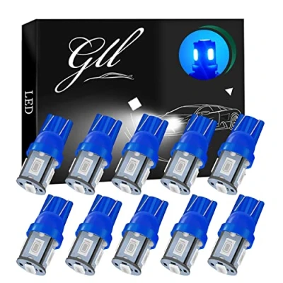 Afbeelding van GLL 10pcs T10 501 LED Lampen Blauwe W5W 5630 5SMD voor Autointerieurverlichting Leeslampen Nummerplaatverlichting Koepelverlichting Zijlichten