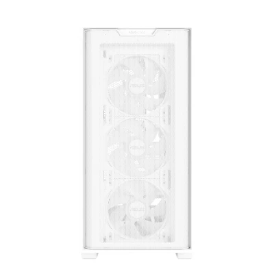 Afbeelding van ASUS A21 Plus TG ARGB witte microATX pc behuizing (vooraf geïnstalleerde ventilatoren, mesh frontpaneel, compatibel met moederborden verborgen aansluitingen, 360 mm radiatoren, 380