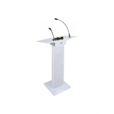 Afbeelding van BST AMC73W witte conferentie lessenaar 2 draadloze UHF microfoons