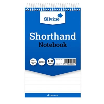 Afbeelding van Silvine 8x5&quot; Reporter&#039;s Spiral Shorthand Notebook met 160 pagina&#039;s (Pack van 12), Blauw (Cover kan variëren)