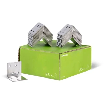 Afbeelding van Alberts 25x hoekverbinder bouwhoek houtverbinder geperforeerd paneel hoek 40x40x40mm