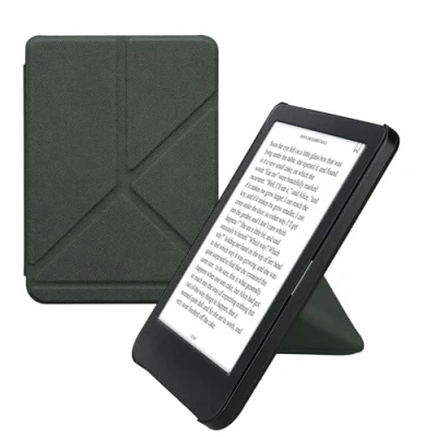 Afbeelding van kwmobile e reader hoesje compatibel Met Kobo Clara BW/Colour hoes standaard Ereader cover van kunstleer In donkergroen