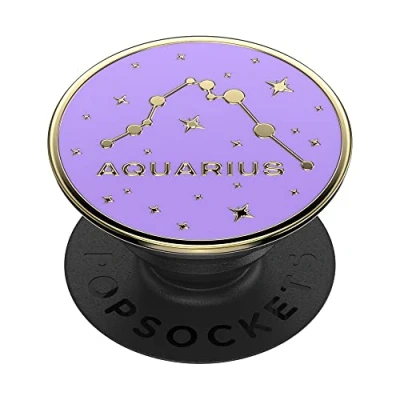 Afbeelding van PopSockets: PopGrip Uittrekbare Greep en Standaard voor Smartphones Tablets met een Verwisselbare PopTop Enamel Zodiac Aquarius