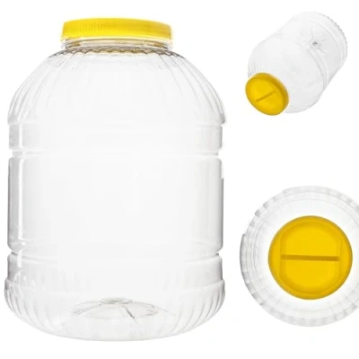 Afbeelding van KADAX voorraaddoos met deksel, van kunststof, weckpot handvat, plastic container voor levensmiddelen, opbergdoos keukenorganizer (rond, 15 liter)