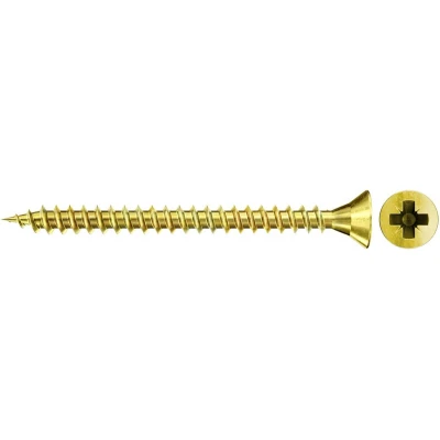 Afbeelding van Fischer 551064 Spaanplaatschroeven 3 mm 25 Kruiskop Pozidriv Staal Galvanisch verzinkt geel gechromateerd 1000 stuk(s)