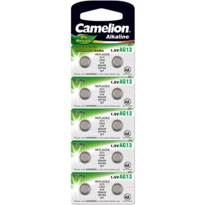 Afbeelding van Knoopcel batterij AG13 10 batterijen Camelion