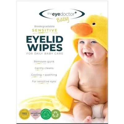 Afbeelding van The Eye Doctor Gevoelige Babydoekjes Voor Ogen 80x Steriele Oogleden Ideaal Dagelijkse Babyverzorging Zonder Conserveringsmiddelen, Wasmiddel en Parfum Individueel Verzegelde