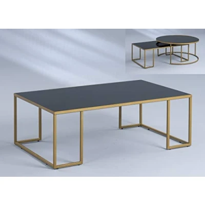 Afbeelding van HomeTrends4You Matteo 2 salontafel/salontafel, glas, goud/zwart, 102 x 36 61 cm