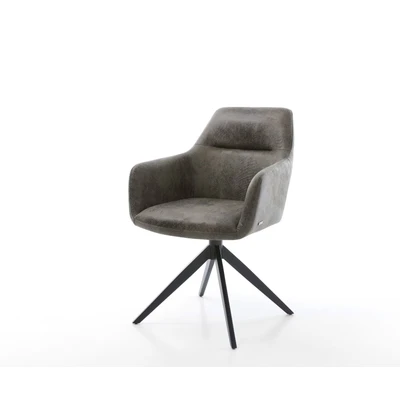 Afbeelding van DELIFE Draaistoel Pejo Flex microvelours grijs antiek kruisframe breed zwart 360 draaibaar rocker functie pocketveer kern