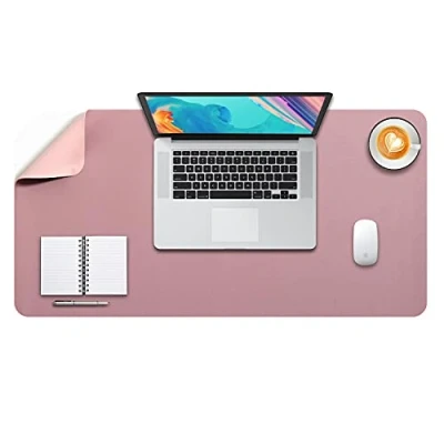 Afbeelding van DOBAOJIA Bureaulegger, Bureau Pad, Blotter, Schrijven Muis en Toetsenbord Uitgebreide Mat, Onderlegger XXL, Dual Side Gebruik PU Leer 80 x 40cm (Donkerroze/Roze)