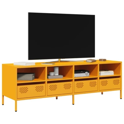 Afbeelding van Tv meubel 135x39x43,5 cm koudgewalst staal mosterdgeel