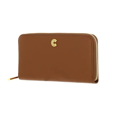 Afbeelding van COCCINELLE Leren Portemonnee Myrine Zip Around Wallet Nocciola Lichtbruin