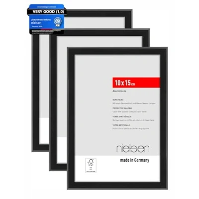 Afbeelding van nielsen Aluminium portretlijst, fotolijst set van 3 Atlanta, 10x15 cm, Mat zwart