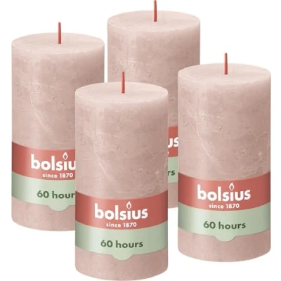 Afbeelding van Stompkaarsen Shine 4 st rustiek 130x68 mm mistroze