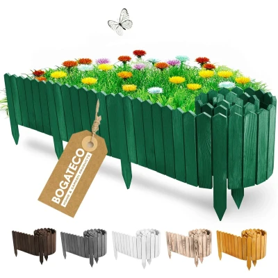 Afbeelding van BOGATECO Houten schutting voor randen strips Rolhek 40 cm hoog x 200 lang hek Palissadehek Ideaal als border of pad Groente